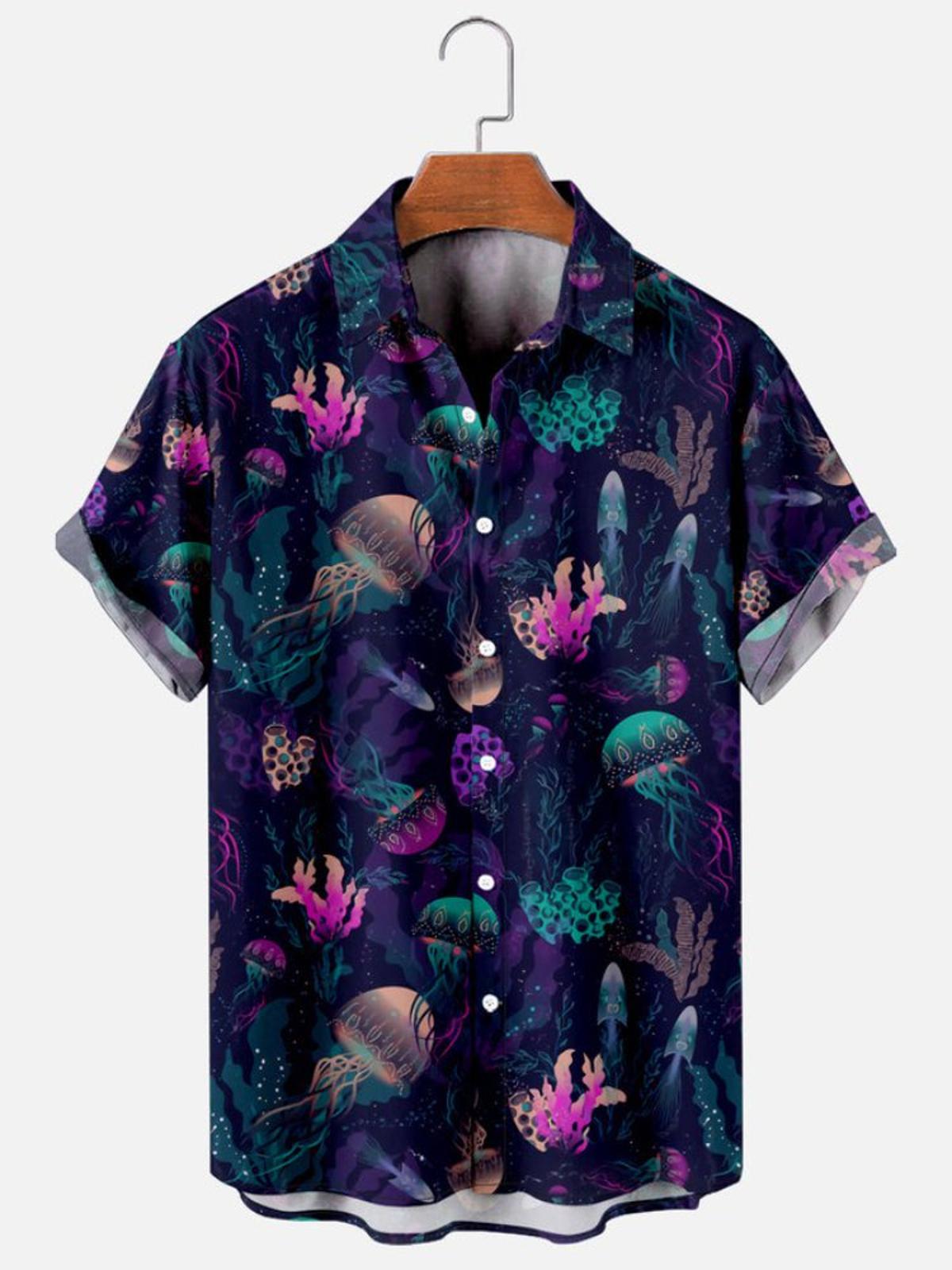 Purple Jellyfish Hawaiian Shirt Outfit For Men