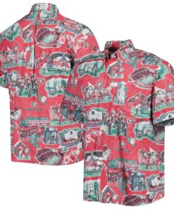 Men’s Reyn Spooner Red Georgia Bulldogs Scenic Uga Hawaiian Shirt