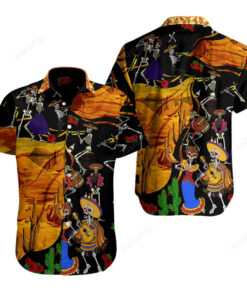 Skull And Roses Day Of The Dead Hawaiian Shirt Outfit For Men