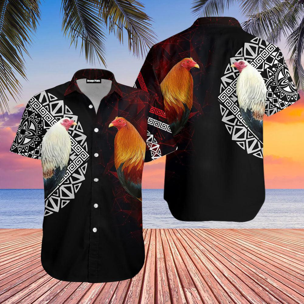 Noeon Hibiscus Flowertop Gun Rooster Hawaiian Shirt