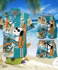 Miami Dolphins And Snoopy Hawaiian Shirt Outfit For Men