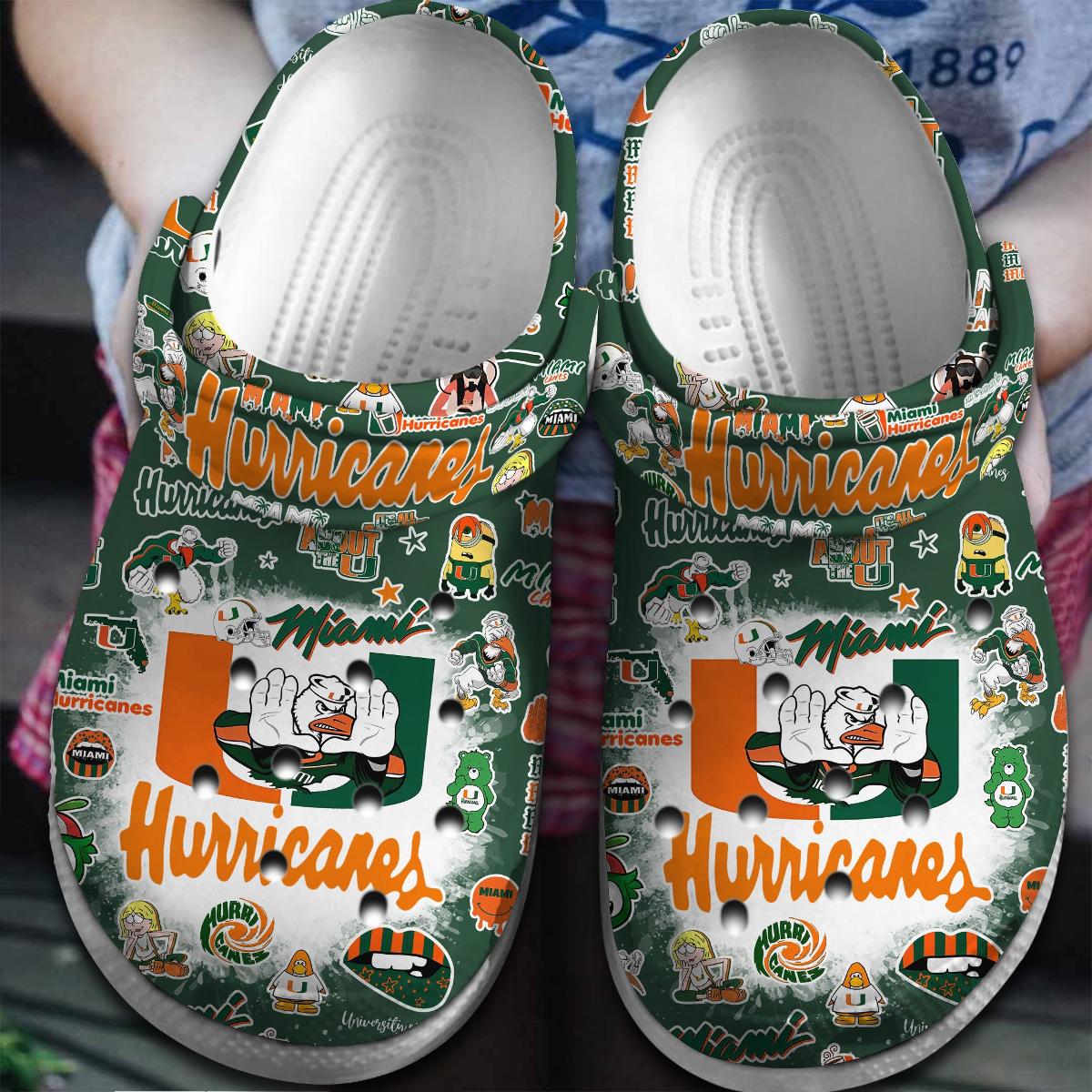 Miami Hurricanes Crocs Crocband Clogs Shoes Gift