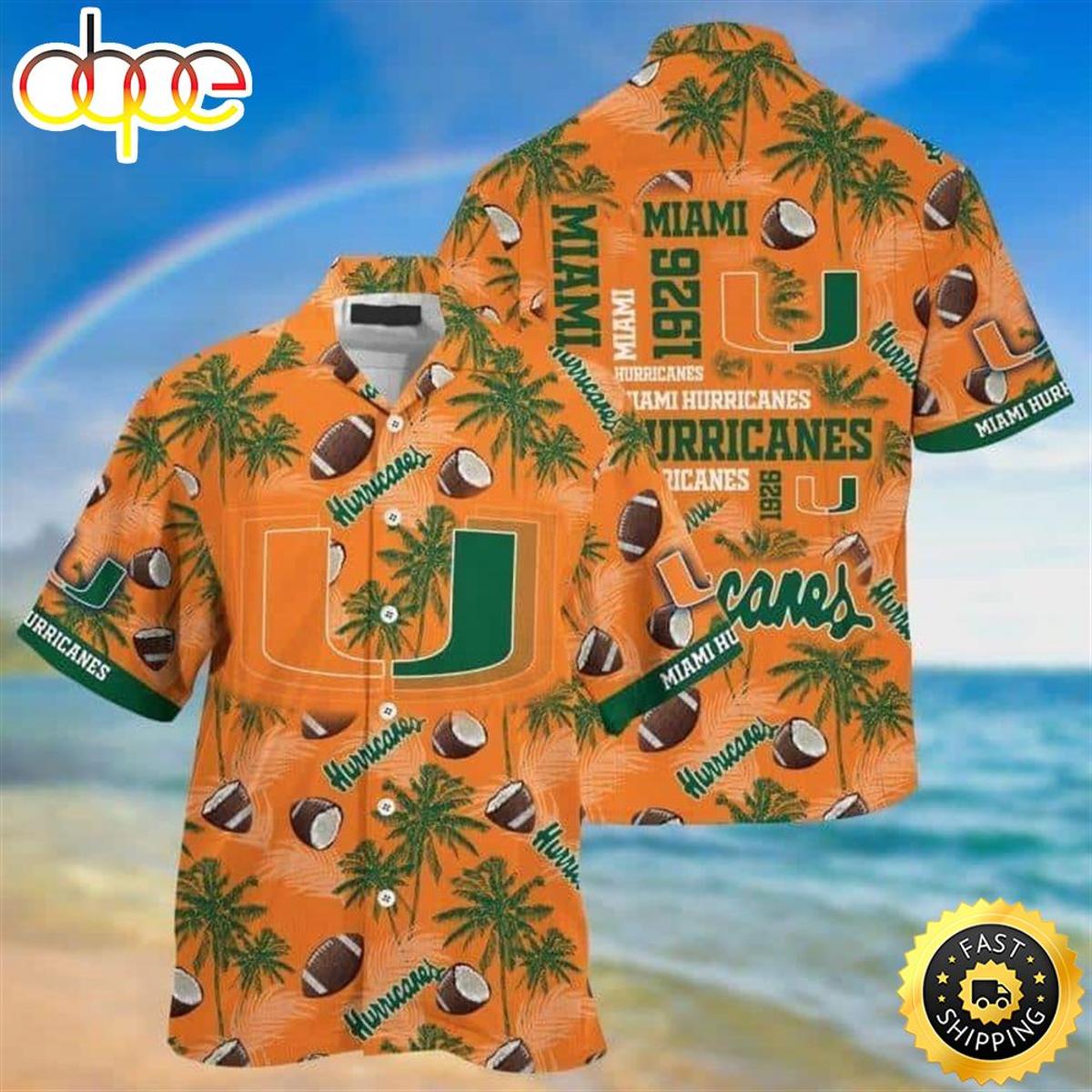 Coconut Orange Green Miami Hurricanes Hawaiian Shirt Outfit For Men