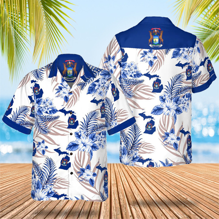 Hawaiian Michigan Shirt Wolverines Gift