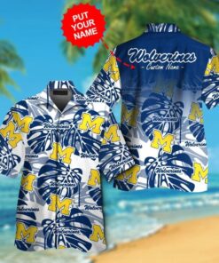 Tropical Floral Custom Name Michigan Wolverines Hawaiian Shirt Gifts Idea