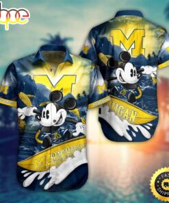 Mickey Mouse Disney Michigan Wolverines Hawaiian Shirt Outfit For Men