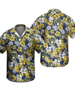 Tropical Flower Short Sleeve Brewers Hawaiian Shirt Night