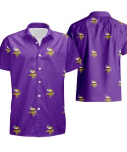 Minnesota Mini Print Logo Purple Vikings Hawaiian Shirt