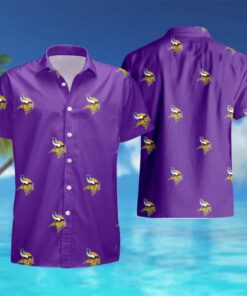 Minnesota Mini Print Logo Purple Vikings Hawaiian Shirt