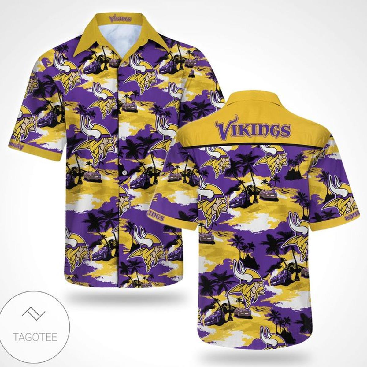 Midnight Tropical Foliage Crown Royal Vikings Hawaiian Shirt