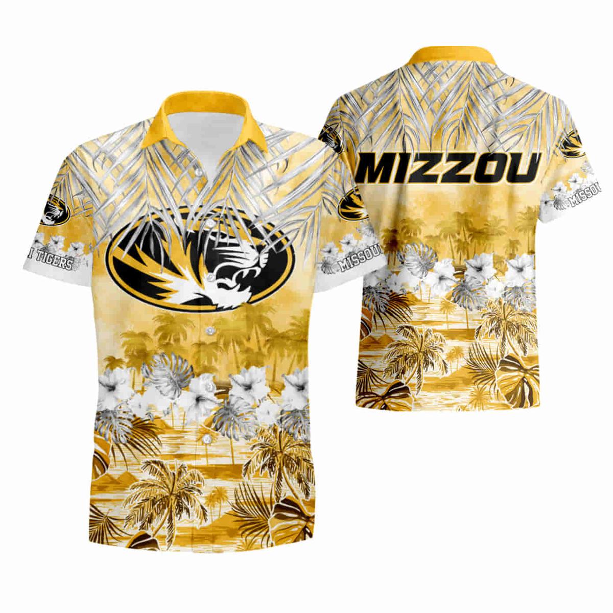 Missouri Tigers Sports Team Summer Tropical Palm Mizzou Hawaiian Shirt