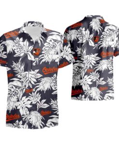 Sleeve Button Up Tropical Orioles Hawaiian Shirt