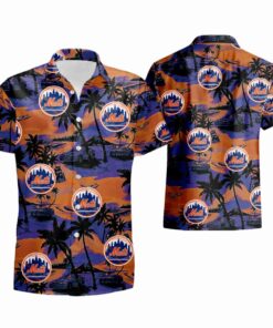 City Style Button Up New York Mets Hawaiian Shirt Outfit For Men