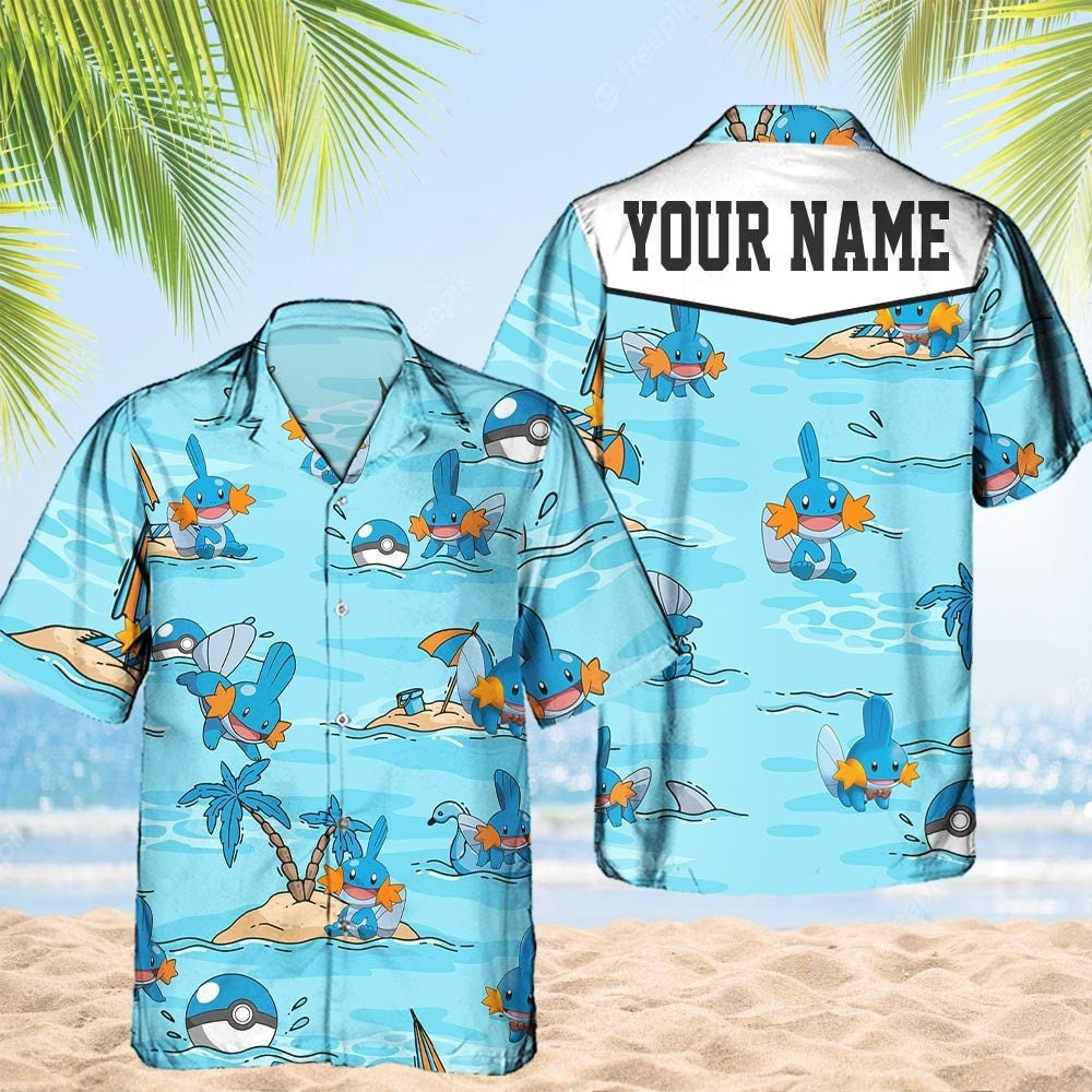 Comfimerch Lucario X Mega Lucario Hawaiian Pokemon Shirt