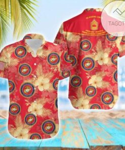 Name And Rank Proudly Served Us Marine Corps Red Unisex Hawaiian Shirt