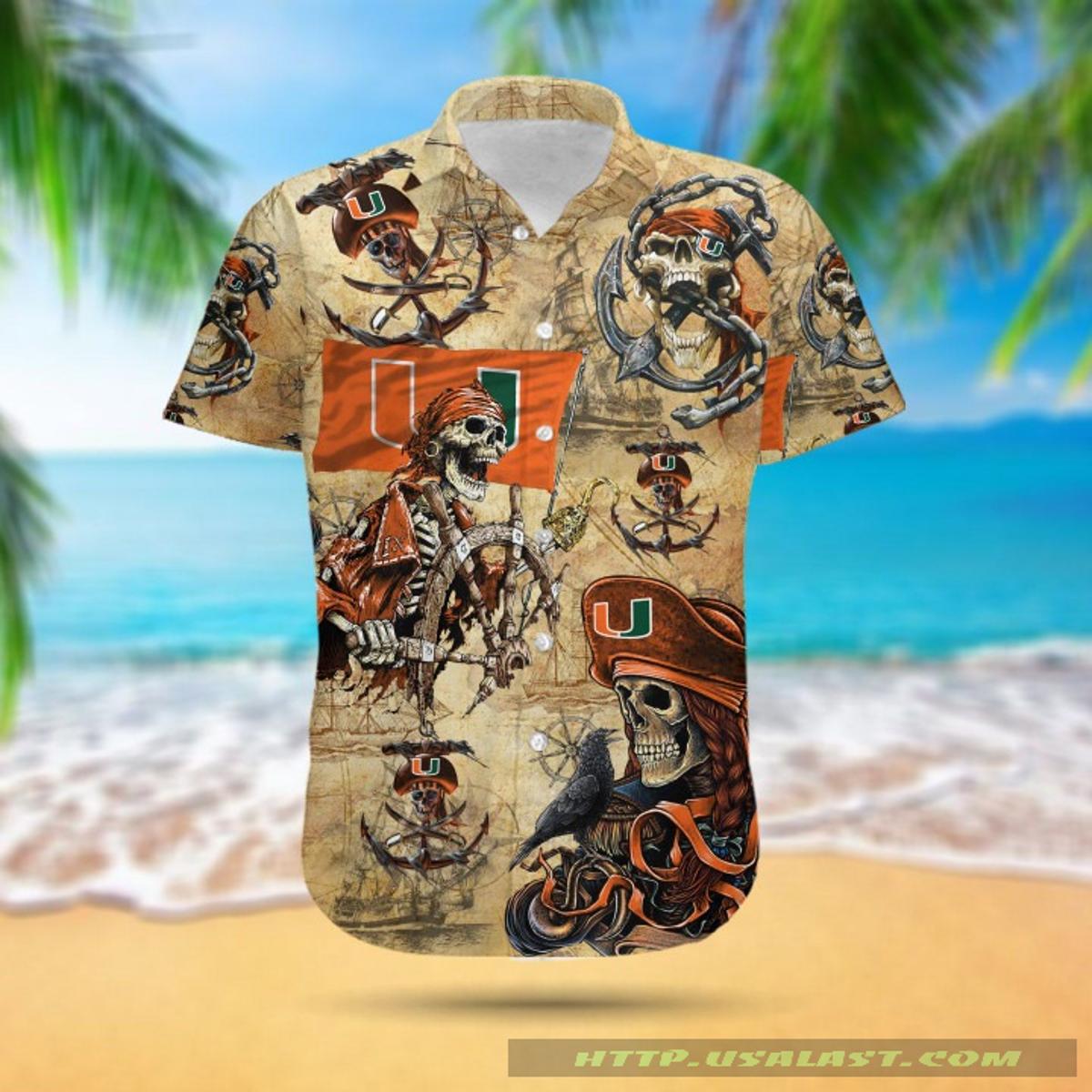 Orange Black Miami Hurricanes Hawaiian Shirt For Men Women