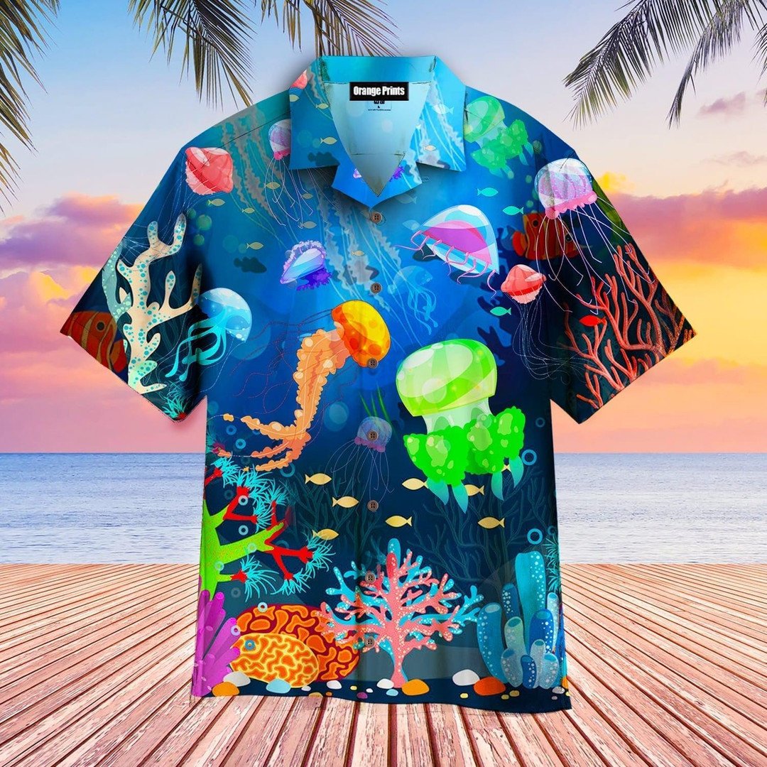 Sealife Colorful Jellyfish Hawaiian Shirt Size Fron S To 5xl