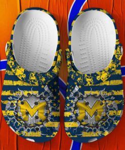 Navy Blue Custom Name Michigan Wolverines Crocs For Fans