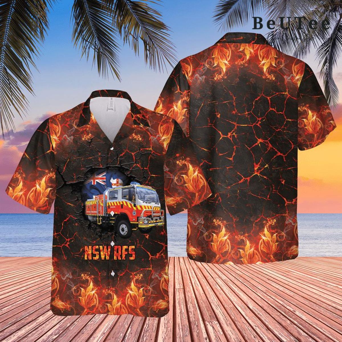 Fire Truck Hawaiian Shirt Tropical Themed Gift Ideas