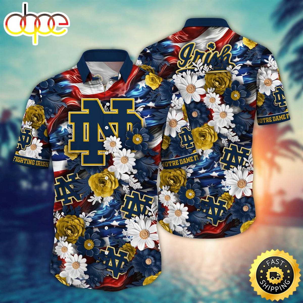 Notre Dame Fighting Irish Hawaiian Shirt Independence Day