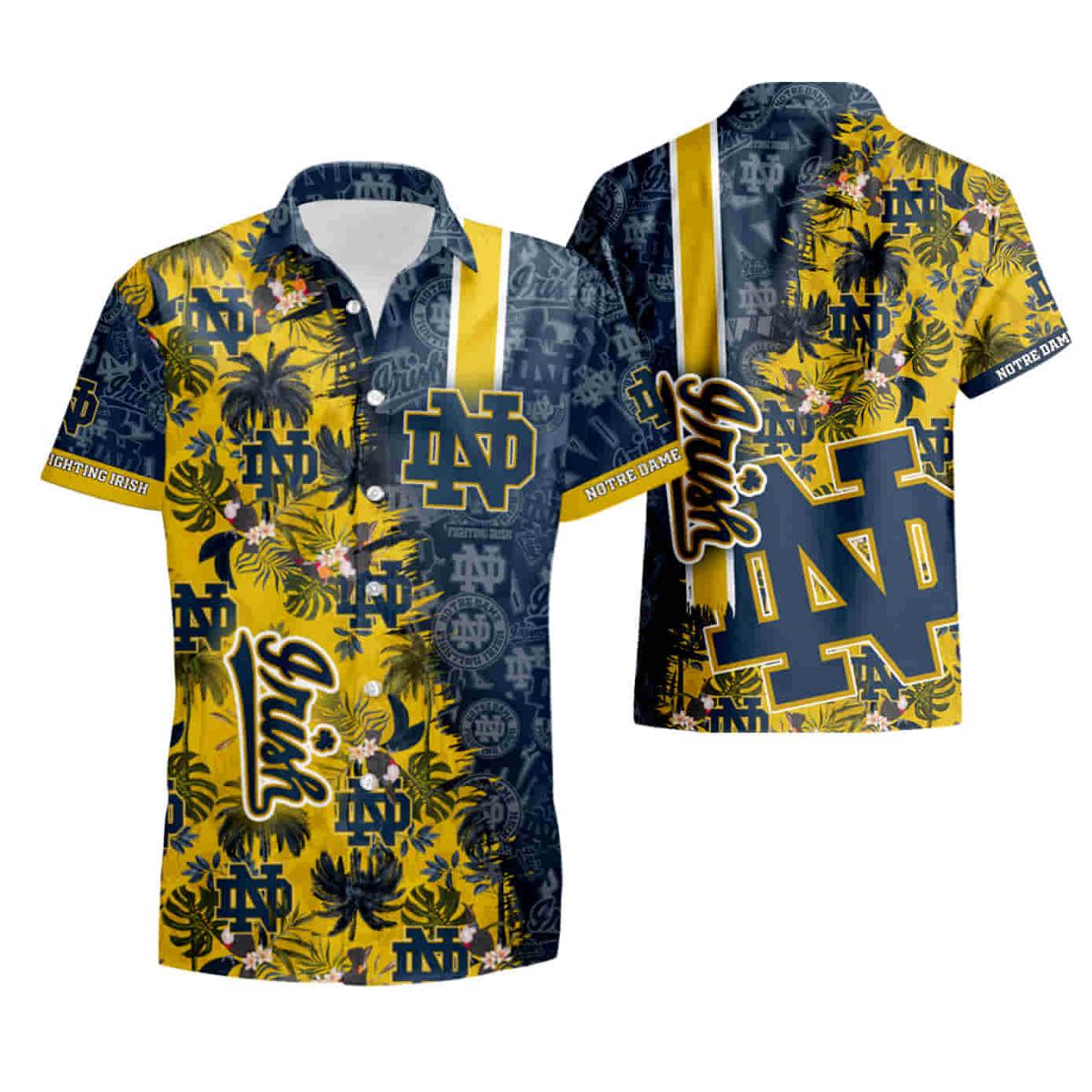 Wes & Willy Navy Notre Dame Hawaiian Shirt