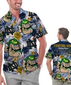 Wes & Willy Navy Notre Dame Hawaiian Shirt