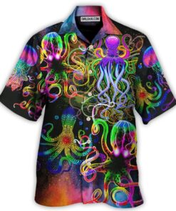 Octopus With Jellyfish Sea Life Hawaiian Shirt For Men Women