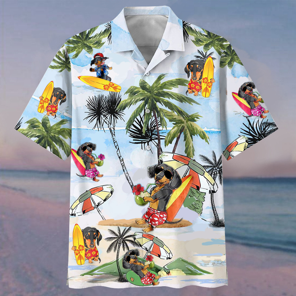 Summer Beach Dachshund Hawaiian Shirt For Men Women