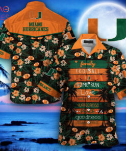 Orange Black Miami Hurricanes Hawaiian Shirt For Men Women