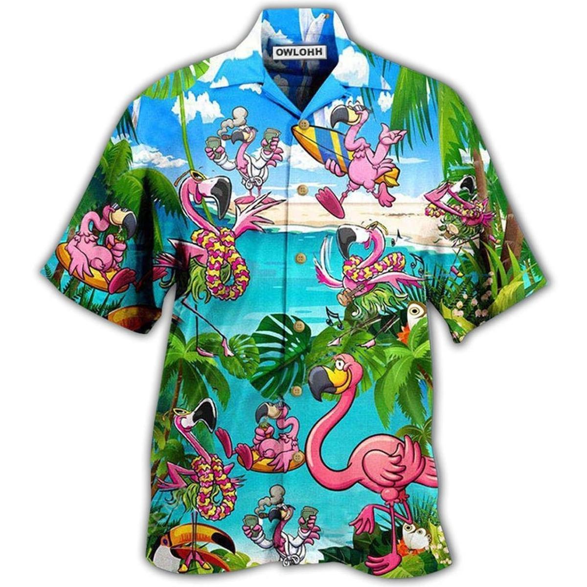 Pink Flamingo Hawaiian Shirt For Men