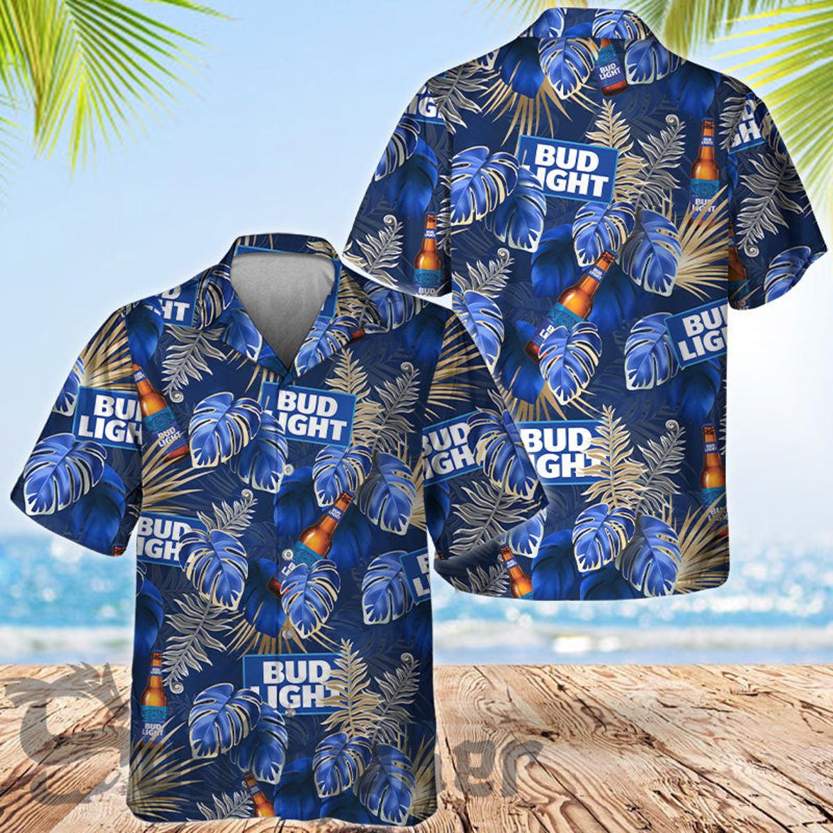 Palm Tropical Vibe Bud Light Cheap Hawaiian Shirt