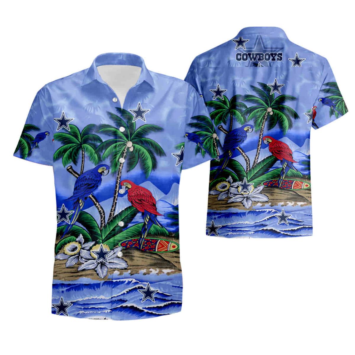 Parrots Couple Dallas Cowboys Hawaiian Shirt