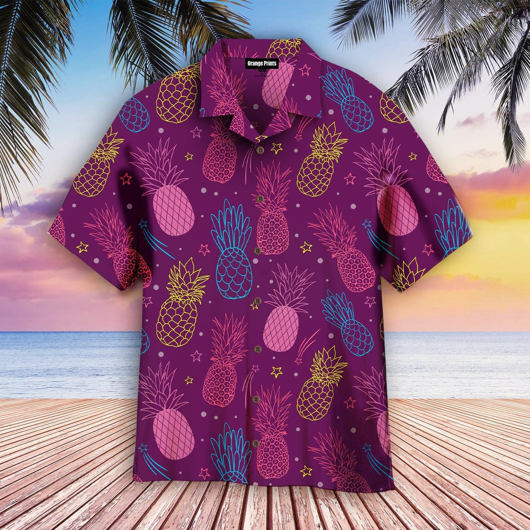 Find Skull Tropical Pineapple Hawaiian Shirt