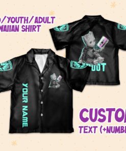 Personalize Neon Baby Groot Guardians Of The Galaxy Hawaiian Shirt 1