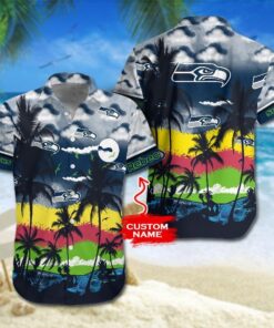 Personalized Seattle Seahawks Aloha Shirt Gifts Idea