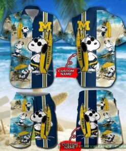 Personalized Snoopy Surfing Michigan Wolverines Hawaiian Shirt Gifts Idea