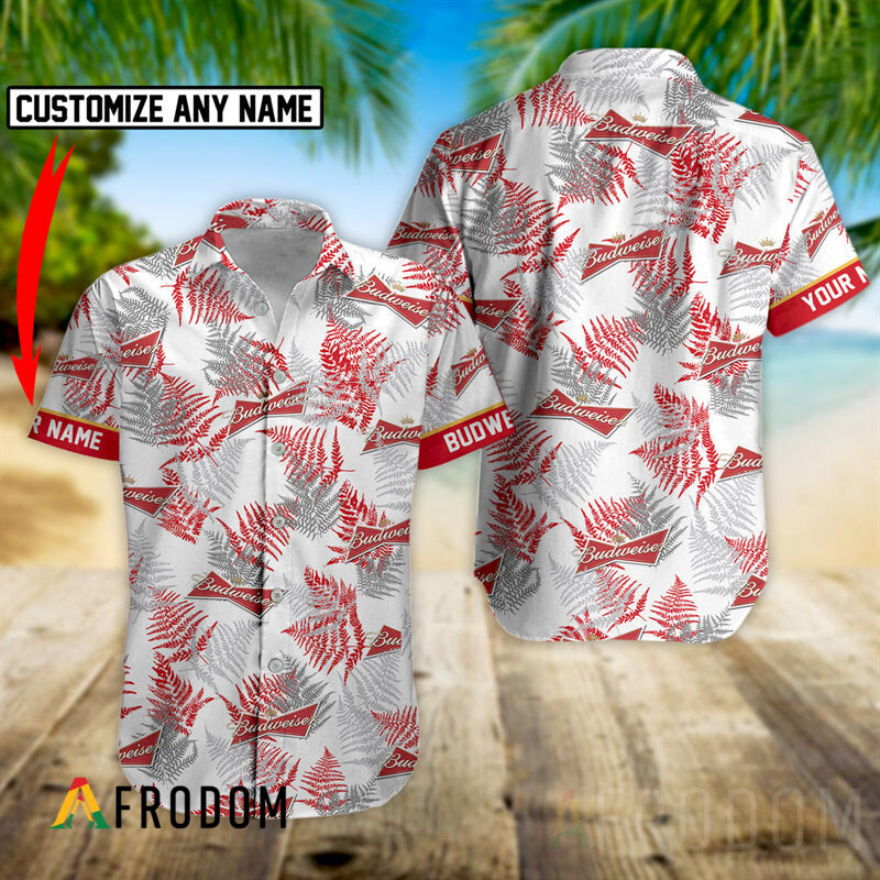 Beer Logo Tropical Red White Budweiser Hawaiian Shirt