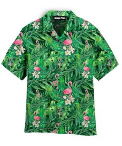 Pink Palm Leaves Pattern Flamingo Hawaiian Shirt