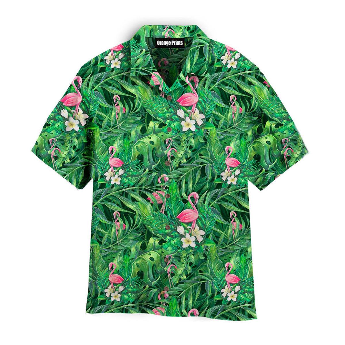 Royaura Men’s Botanical Flamingo Hawaiian Shirt For Men