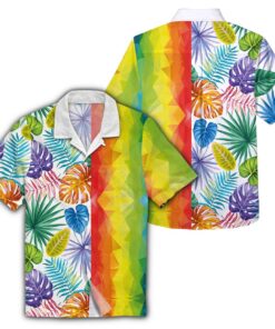 Lgbt Color Tropical Floral Rainbow Hawaiian Shirt For Men Women