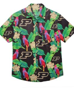 Purdue Boilermakers Logo Floral Coconut Tree Sunset Pattern Hawaiian Shirt Best Gift