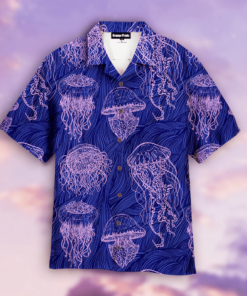 Purple Jellyfish Hawaiian Shirt Size Fron S To 5xl