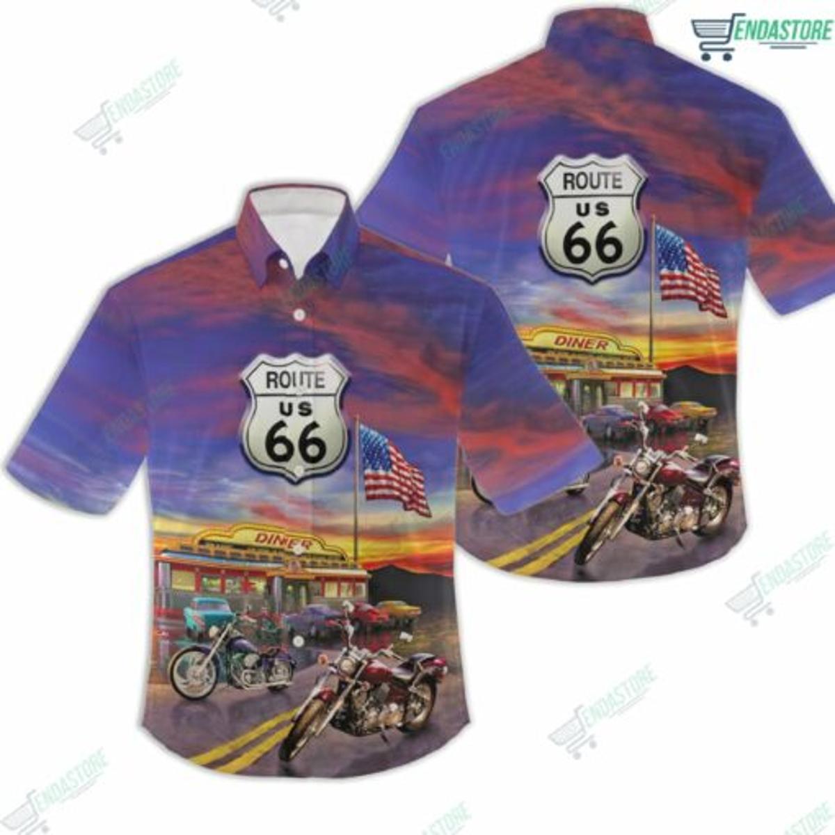 Muscle Car Route 66 Hawaiian Shirt