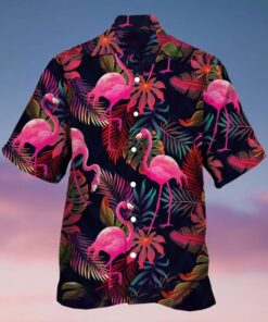 Royaura Men’s Botanical Flamingo Hawaiian Shirt For Men