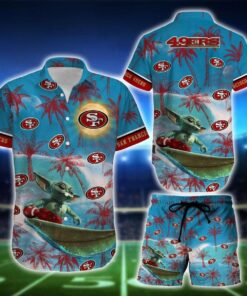 San Francisco 49ers Floral Football Hawaiian Shirt