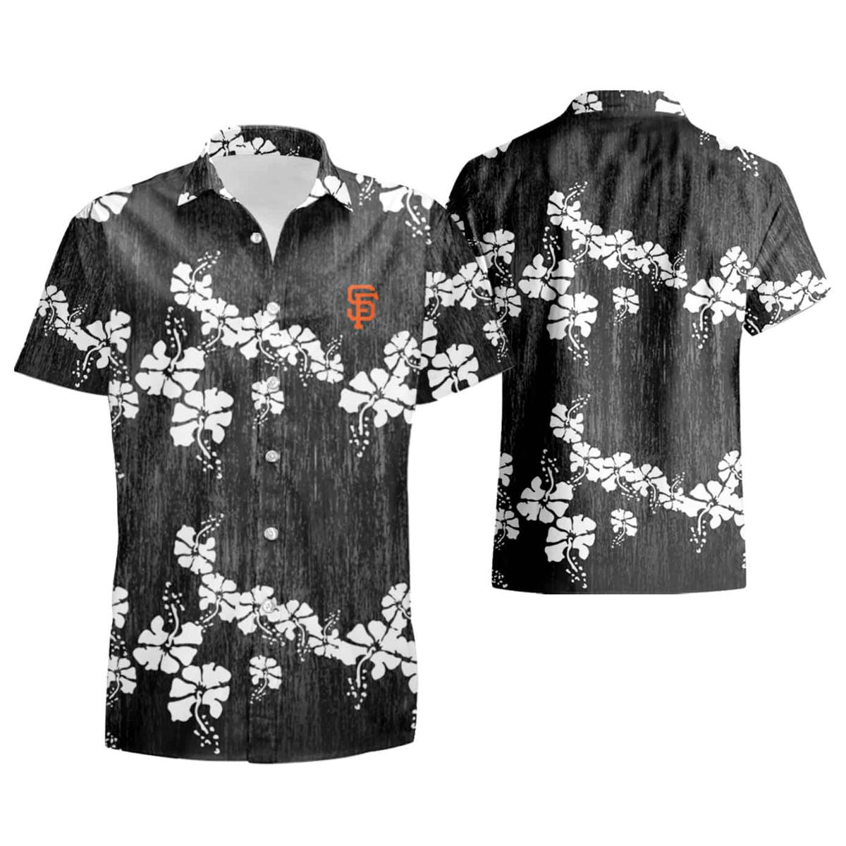 San Francisco Giants Orange Hibiscus Blue Gray Hawaiian Shirt Best Gift