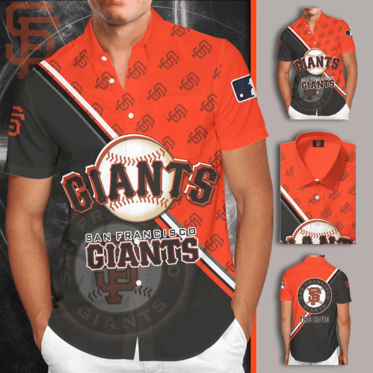 San Francisco Giants Red Hibiscus Green Hawaiian Shirt Gift