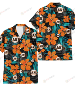 San Francisco Giants Orange Hibiscus Blue Gray Hawaiian Shirt Best Gift