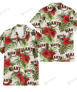 San Francisco Giants Red Hibiscus Green Hawaiian Shirt Gift