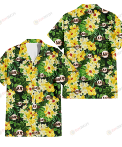 San Francisco Giants Yellow Hibiscus Tropical Green Leaf Black Hawaiian Shirt Best Gift